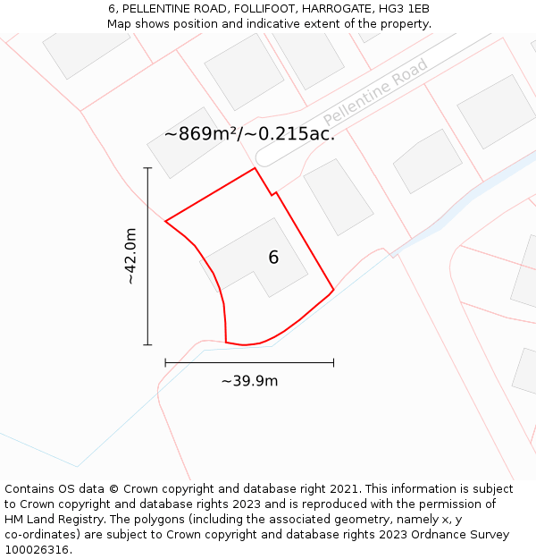 6, PELLENTINE ROAD, FOLLIFOOT, HARROGATE, HG3 1EB: Plot and title map