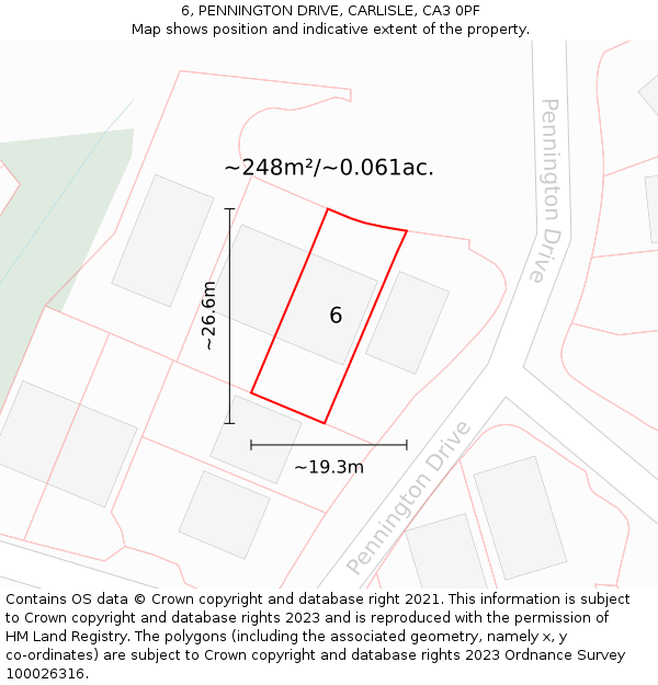 6, PENNINGTON DRIVE, CARLISLE, CA3 0PF: Plot and title map