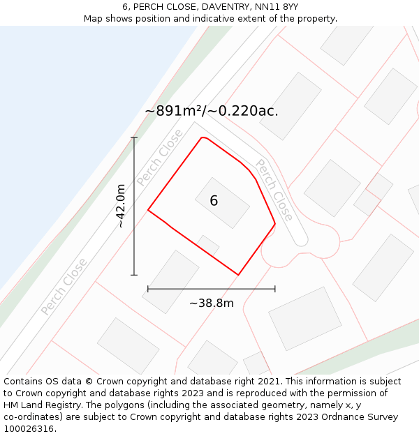 6, PERCH CLOSE, DAVENTRY, NN11 8YY: Plot and title map