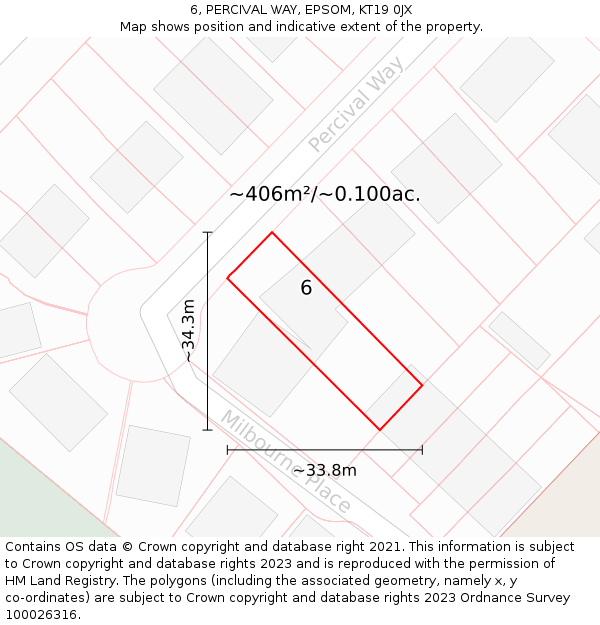 6, PERCIVAL WAY, EPSOM, KT19 0JX: Plot and title map