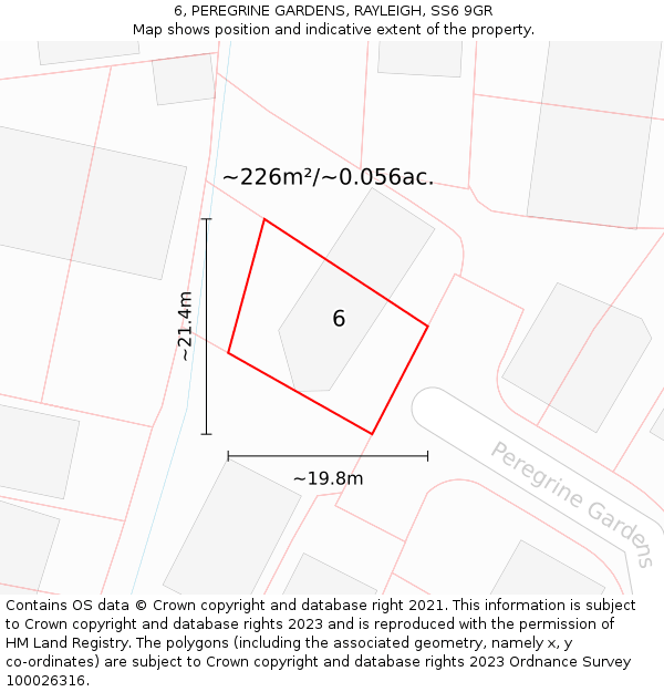 6, PEREGRINE GARDENS, RAYLEIGH, SS6 9GR: Plot and title map