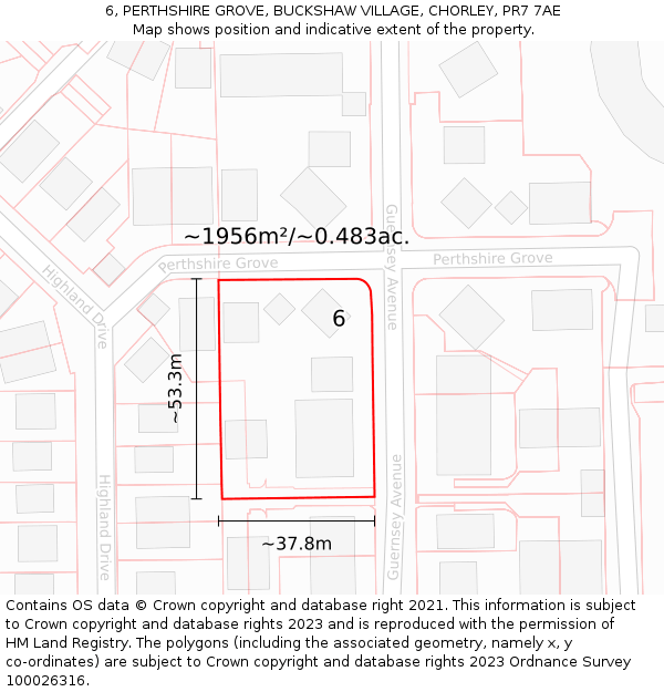 6, PERTHSHIRE GROVE, BUCKSHAW VILLAGE, CHORLEY, PR7 7AE: Plot and title map
