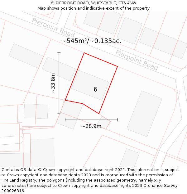 6, PIERPOINT ROAD, WHITSTABLE, CT5 4NW: Plot and title map