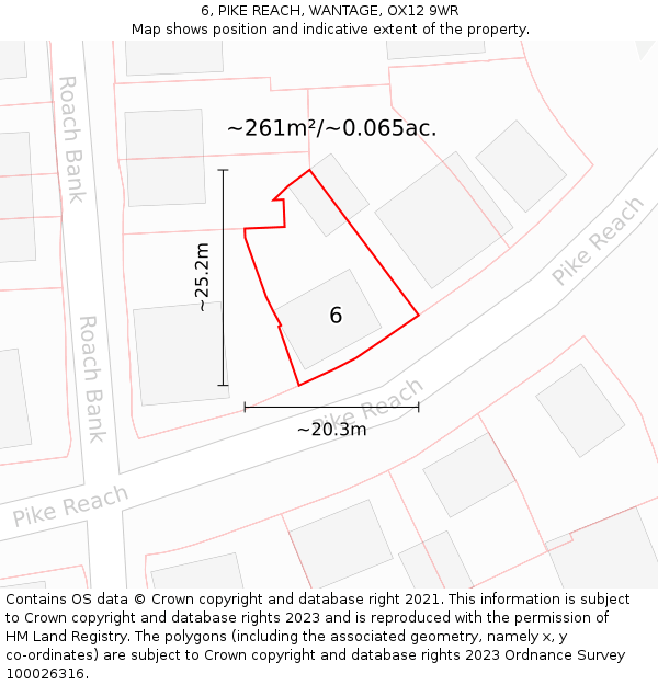 6, PIKE REACH, WANTAGE, OX12 9WR: Plot and title map