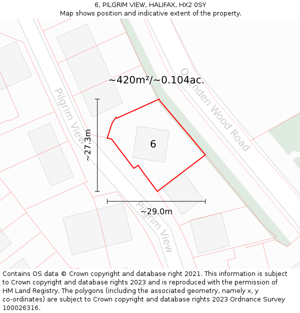 6, PILGRIM VIEW, HALIFAX, HX2 0SY: Plot and title map