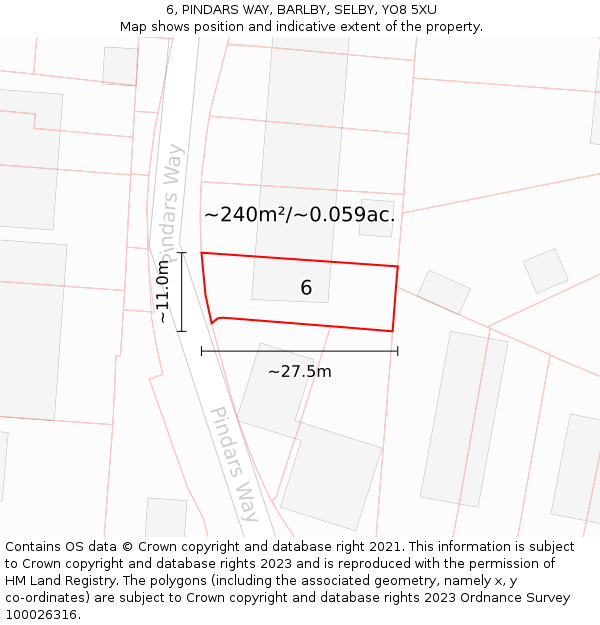 6, PINDARS WAY, BARLBY, SELBY, YO8 5XU: Plot and title map