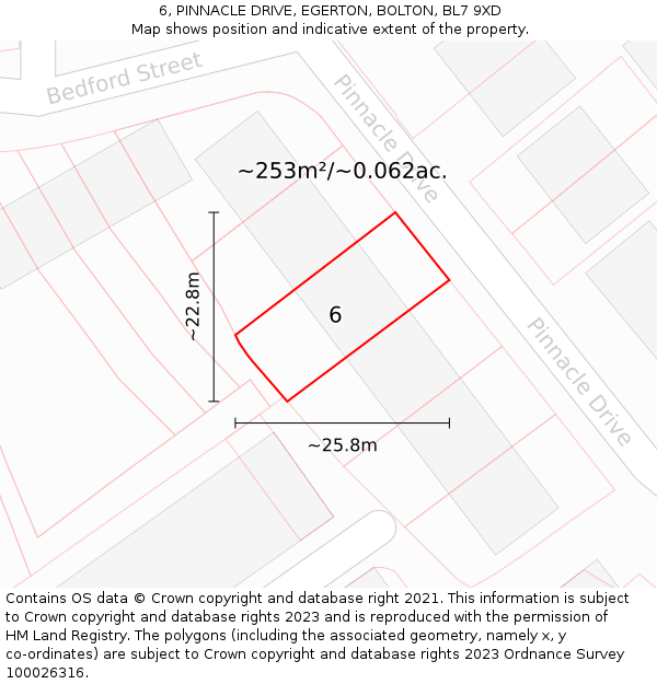 6, PINNACLE DRIVE, EGERTON, BOLTON, BL7 9XD: Plot and title map