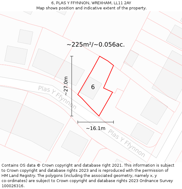 6, PLAS Y FFYNNON, WREXHAM, LL11 2AY: Plot and title map
