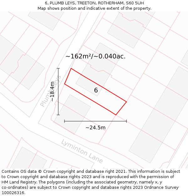 6, PLUMB LEYS, TREETON, ROTHERHAM, S60 5UH: Plot and title map