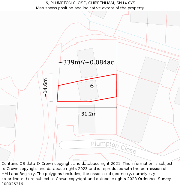 6, PLUMPTON CLOSE, CHIPPENHAM, SN14 0YS: Plot and title map