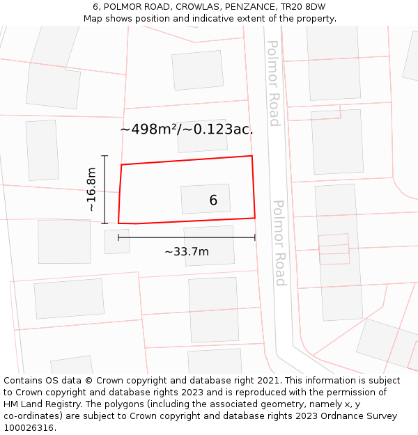 6, POLMOR ROAD, CROWLAS, PENZANCE, TR20 8DW: Plot and title map