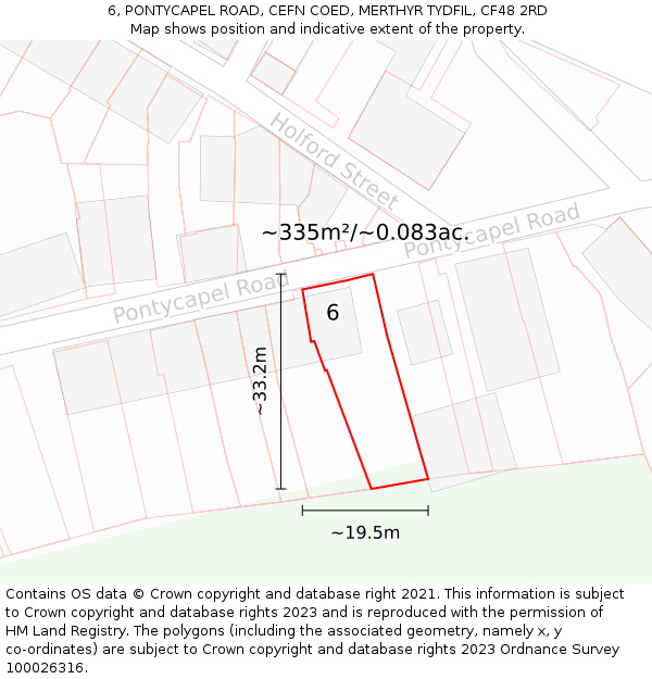 6, PONTYCAPEL ROAD, CEFN COED, MERTHYR TYDFIL, CF48 2RD: Plot and title map