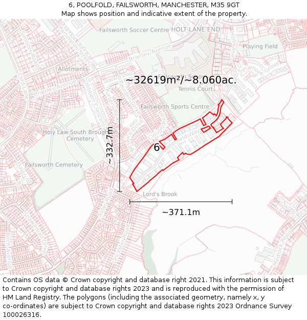 6, POOLFOLD, FAILSWORTH, MANCHESTER, M35 9GT: Plot and title map
