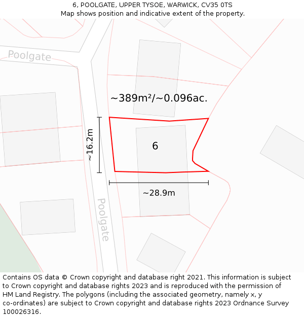 6, POOLGATE, UPPER TYSOE, WARWICK, CV35 0TS: Plot and title map