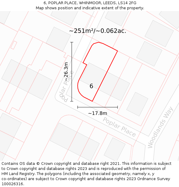 6, POPLAR PLACE, WHINMOOR, LEEDS, LS14 2FG: Plot and title map