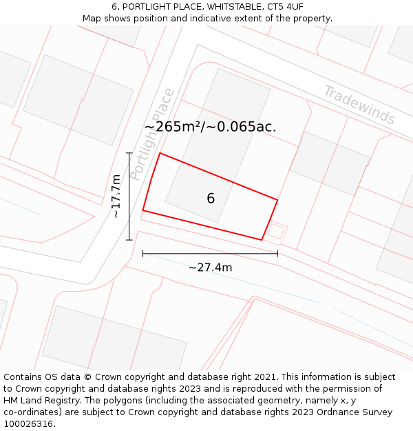 6, PORTLIGHT PLACE, WHITSTABLE, CT5 4UF: Plot and title map