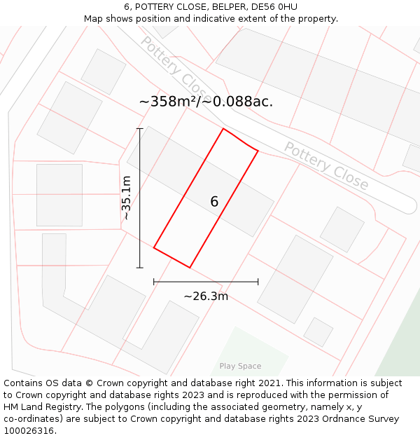 6, POTTERY CLOSE, BELPER, DE56 0HU: Plot and title map