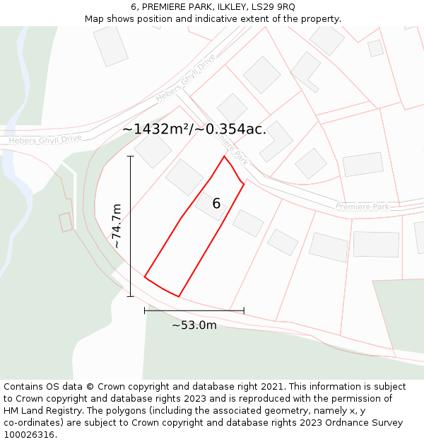 6, PREMIERE PARK, ILKLEY, LS29 9RQ: Plot and title map