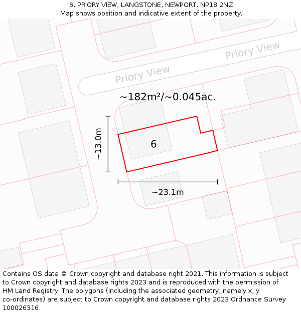 6, PRIORY VIEW, LANGSTONE, NEWPORT, NP18 2NZ: Plot and title map