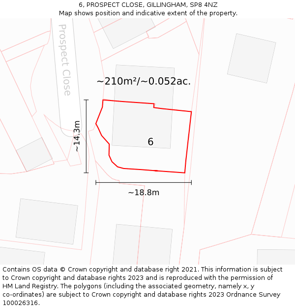 6, PROSPECT CLOSE, GILLINGHAM, SP8 4NZ: Plot and title map