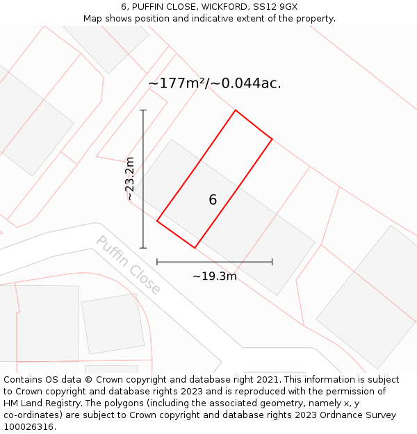 6, PUFFIN CLOSE, WICKFORD, SS12 9GX: Plot and title map