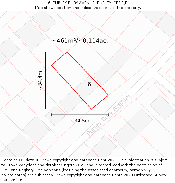 6, PURLEY BURY AVENUE, PURLEY, CR8 1JB: Plot and title map