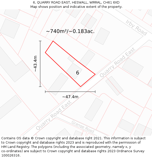 6, QUARRY ROAD EAST, HESWALL, WIRRAL, CH61 6XD: Plot and title map