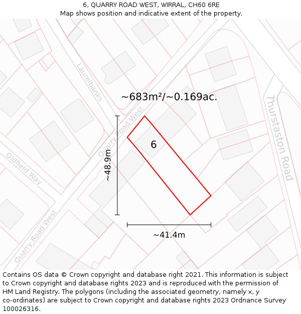 6, QUARRY ROAD WEST, WIRRAL, CH60 6RE: Plot and title map
