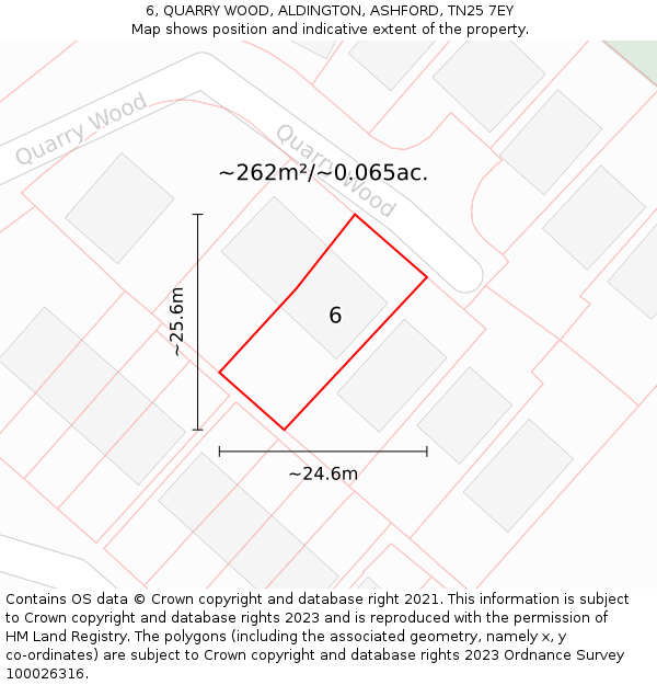 6, QUARRY WOOD, ALDINGTON, ASHFORD, TN25 7EY: Plot and title map
