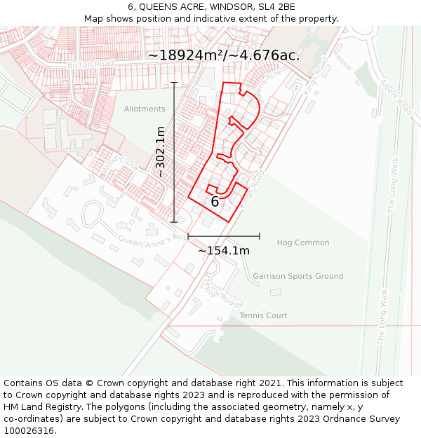 6, QUEENS ACRE, WINDSOR, SL4 2BE: Plot and title map