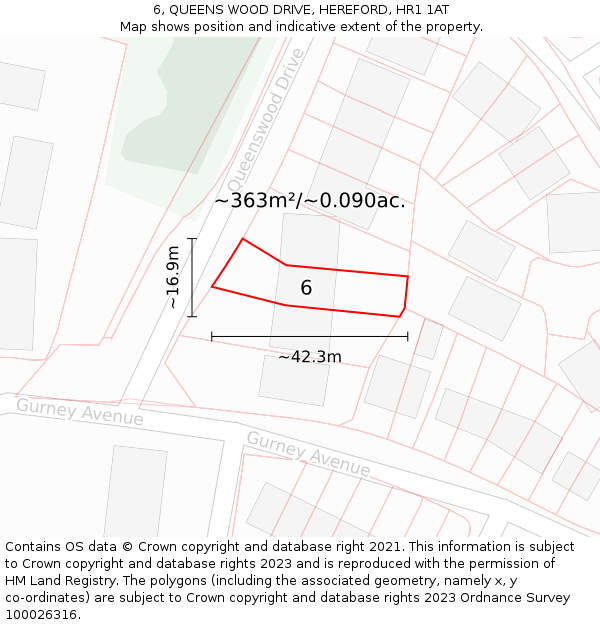 6, QUEENS WOOD DRIVE, HEREFORD, HR1 1AT: Plot and title map