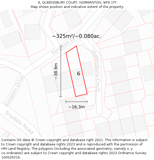 6, QUEENSBURY COURT, NORMANTON, WF6 1TY: Plot and title map