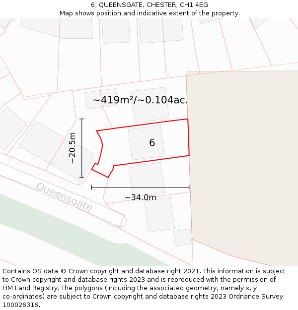 6, QUEENSGATE, CHESTER, CH1 4EG: Plot and title map