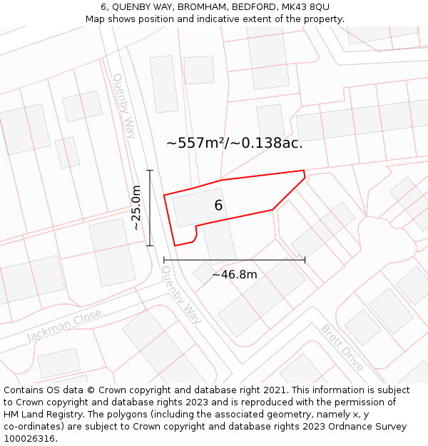 6, QUENBY WAY, BROMHAM, BEDFORD, MK43 8QU: Plot and title map