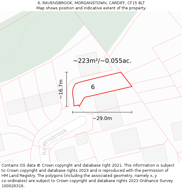 6, RAVENSBROOK, MORGANSTOWN, CARDIFF, CF15 8LT: Plot and title map