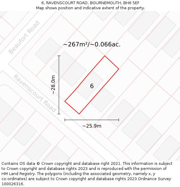 6, RAVENSCOURT ROAD, BOURNEMOUTH, BH6 5EF: Plot and title map