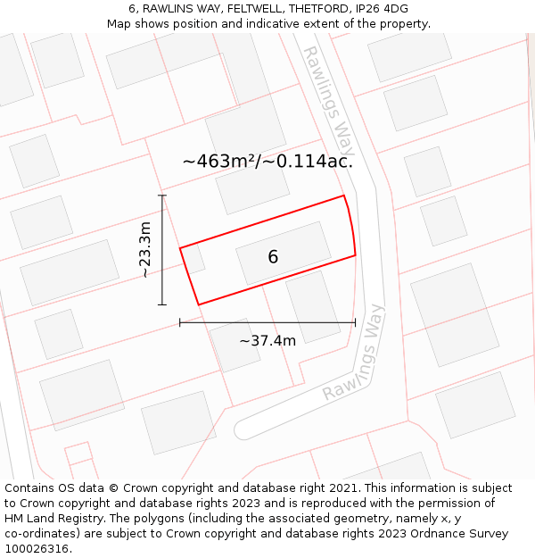 6, RAWLINS WAY, FELTWELL, THETFORD, IP26 4DG: Plot and title map
