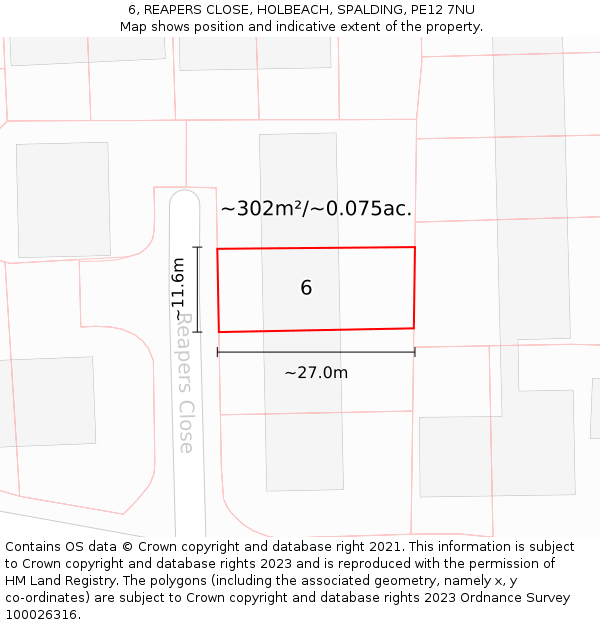 6, REAPERS CLOSE, HOLBEACH, SPALDING, PE12 7NU: Plot and title map