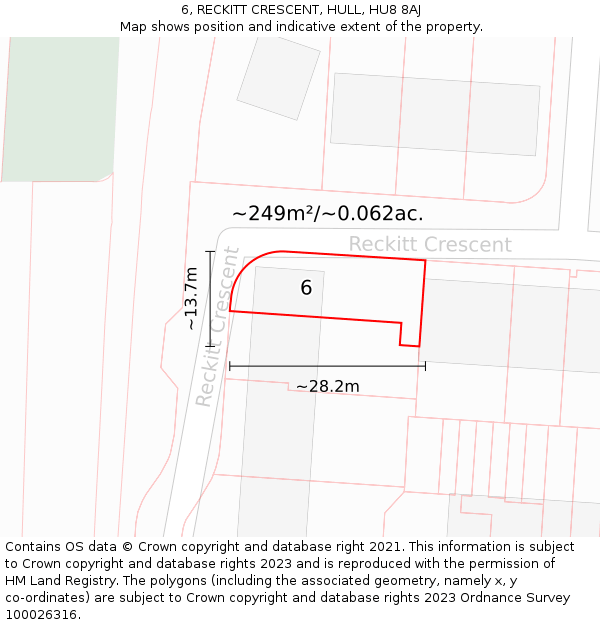 6, RECKITT CRESCENT, HULL, HU8 8AJ: Plot and title map