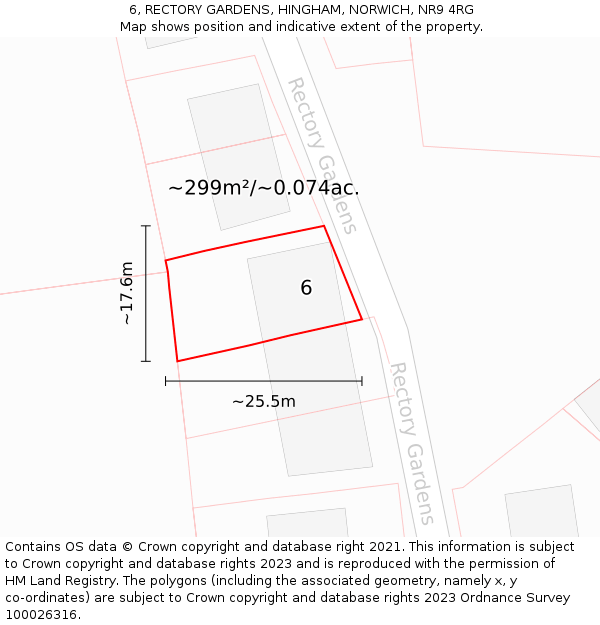 6, RECTORY GARDENS, HINGHAM, NORWICH, NR9 4RG: Plot and title map