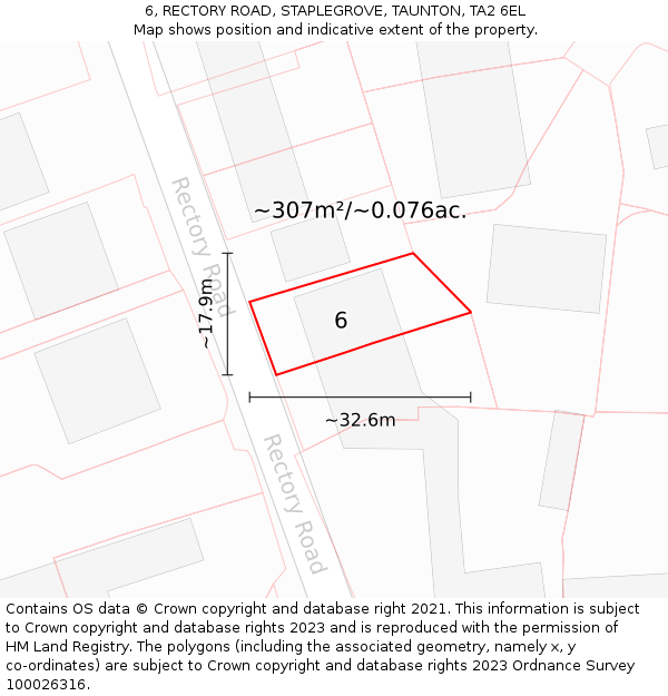 6, RECTORY ROAD, STAPLEGROVE, TAUNTON, TA2 6EL: Plot and title map