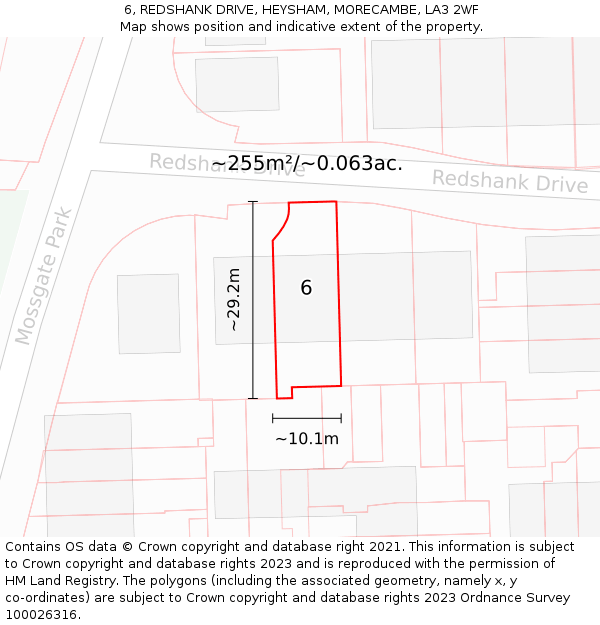 6, REDSHANK DRIVE, HEYSHAM, MORECAMBE, LA3 2WF: Plot and title map
