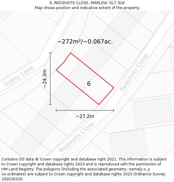 6, REDSHOTS CLOSE, MARLOW, SL7 3LW: Plot and title map