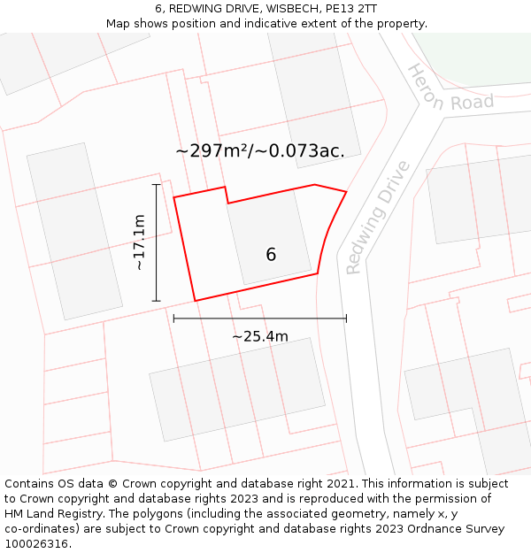 6, REDWING DRIVE, WISBECH, PE13 2TT: Plot and title map