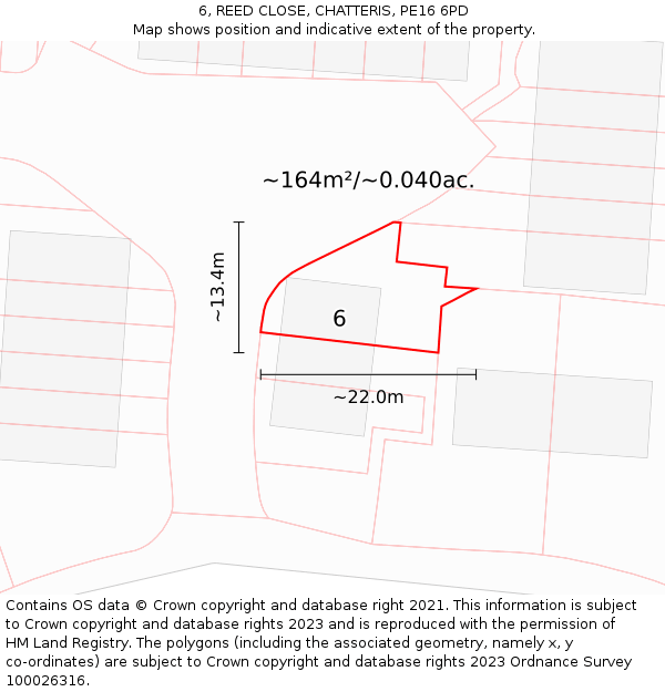 6, REED CLOSE, CHATTERIS, PE16 6PD: Plot and title map