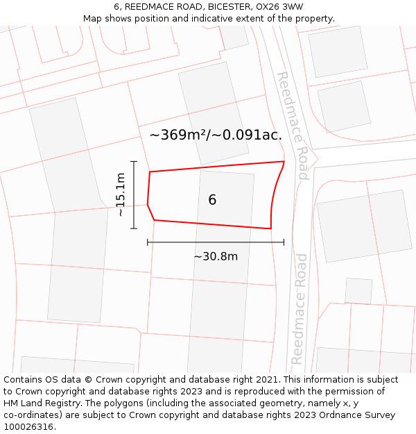 6, REEDMACE ROAD, BICESTER, OX26 3WW: Plot and title map