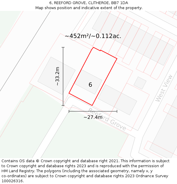 6, REEFORD GROVE, CLITHEROE, BB7 1DA: Plot and title map