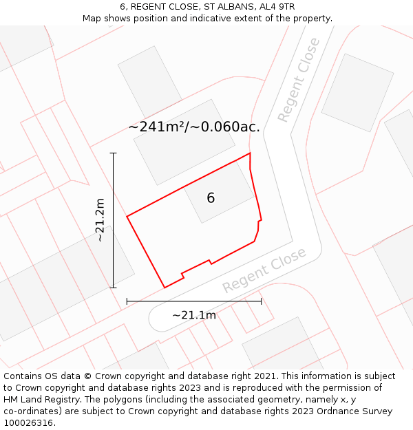 6, REGENT CLOSE, ST ALBANS, AL4 9TR: Plot and title map