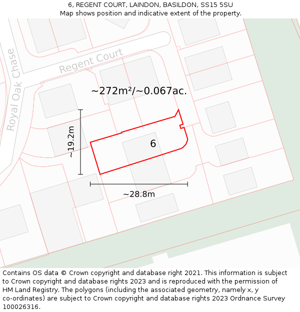 6, REGENT COURT, LAINDON, BASILDON, SS15 5SU: Plot and title map