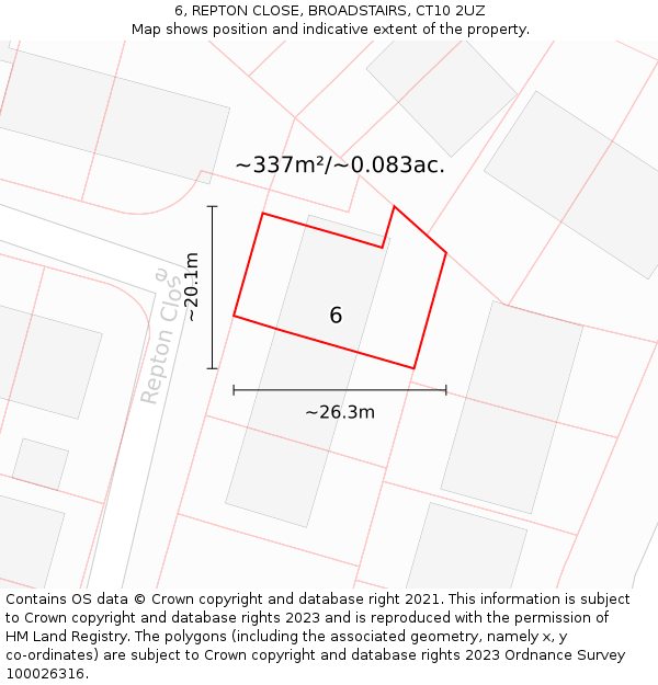 6, REPTON CLOSE, BROADSTAIRS, CT10 2UZ: Plot and title map